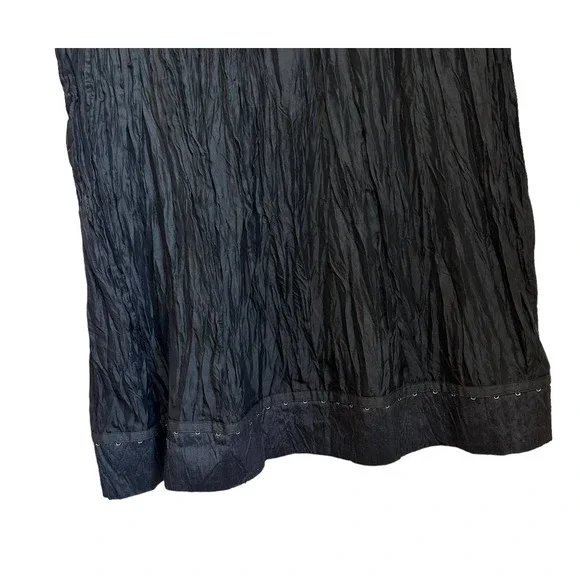 Lee Anderson Black Pleated Crinkle Maxi Pull On Skirt sz 2=XL - Picture 3 of 7
